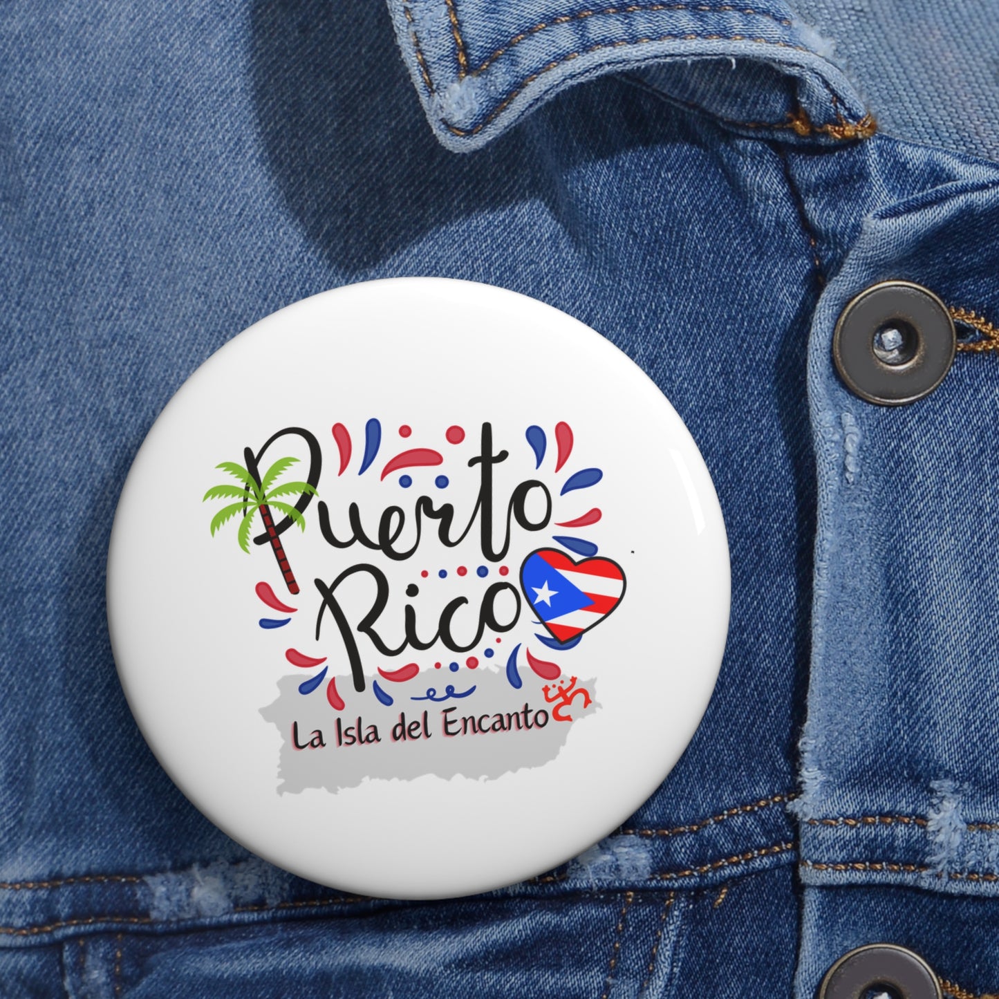 Puerto Rico Custom Pin Buttons