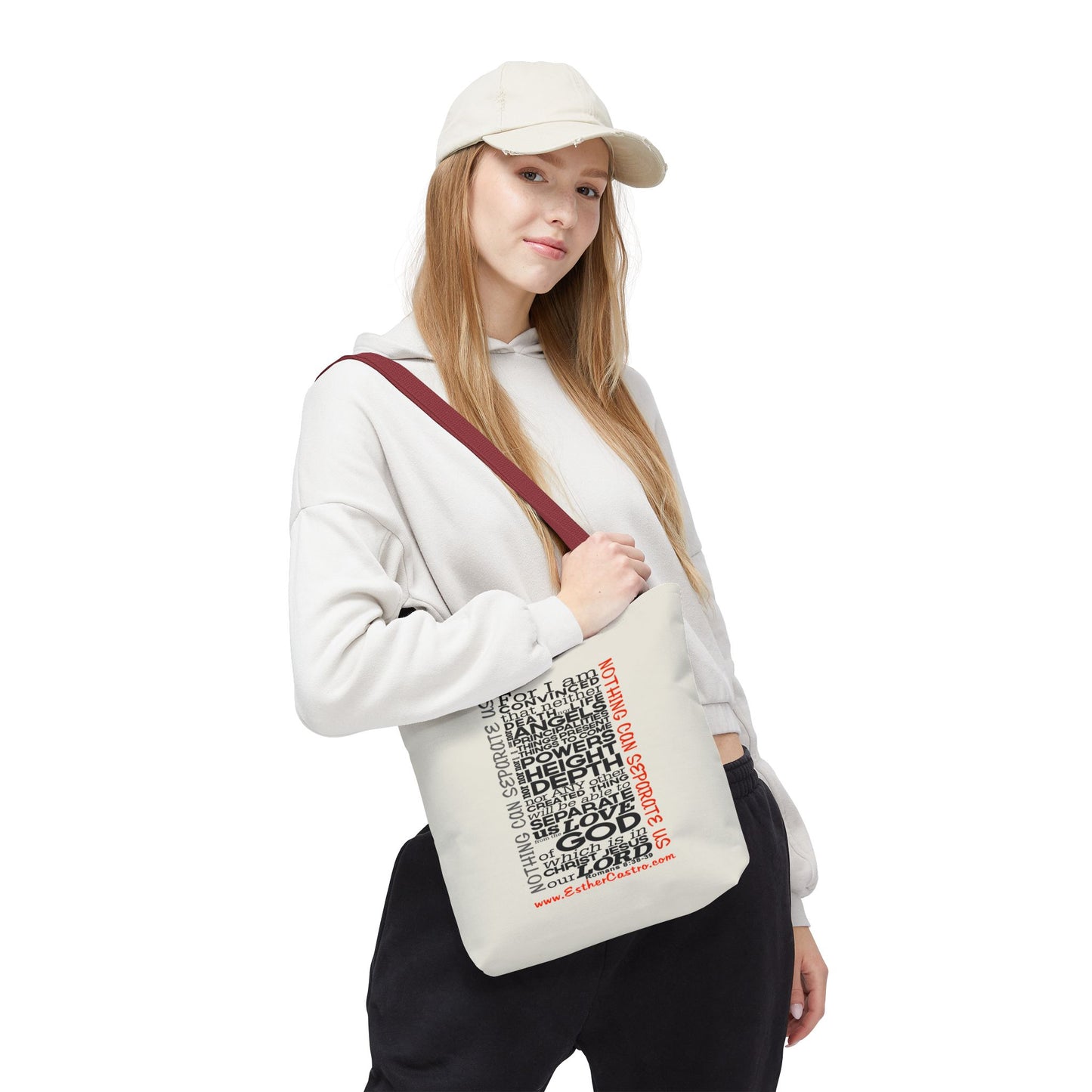 Tote Bag "Nothing Can Separate Us" Inspirational Scripture Word-Cloud