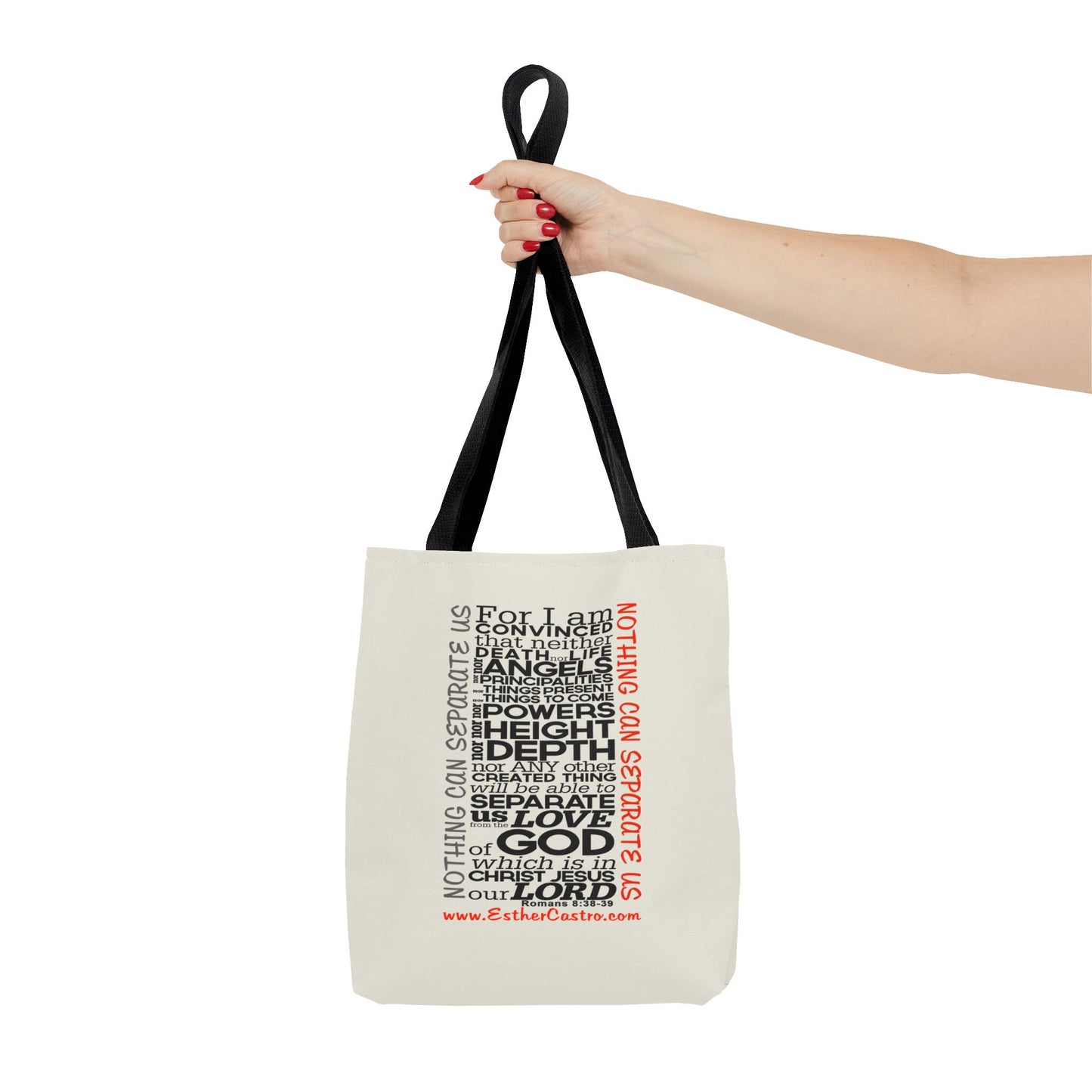 Tote Bag "Nothing Can Separate Us" Inspirational Scripture Word-Cloud