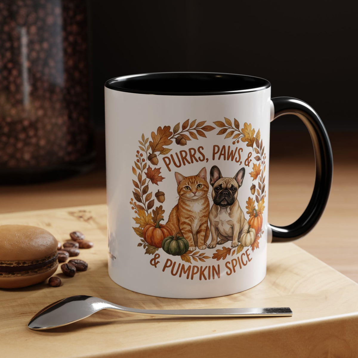 Fall Pet Mug - "Purrs, Paws & Pumpkin Spice" Accent Coffee Mug