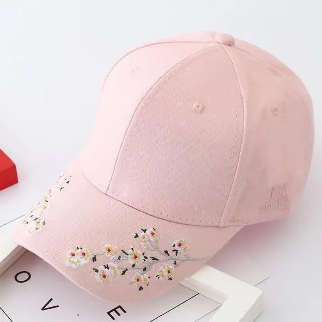 Cherry Blossom Embroidered Cap