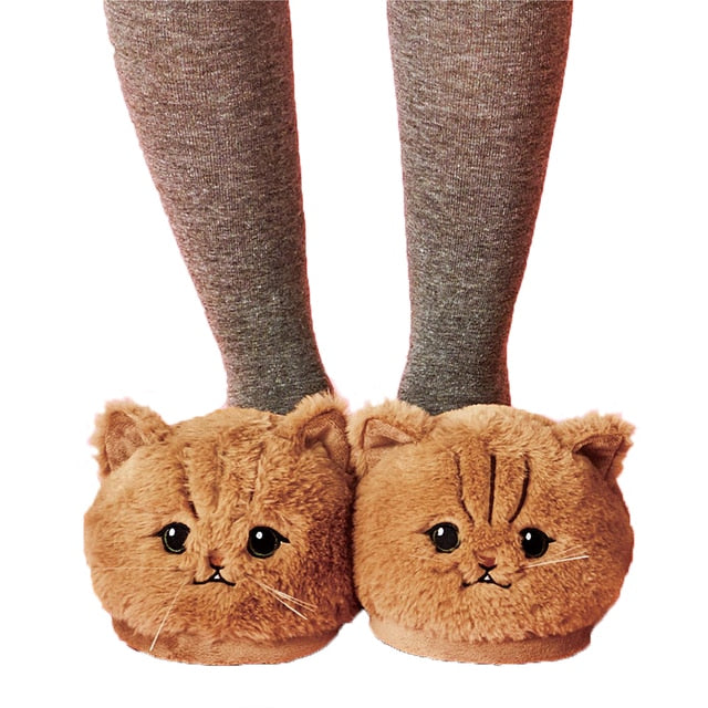Lovely Plush Kitten Soft Slippers