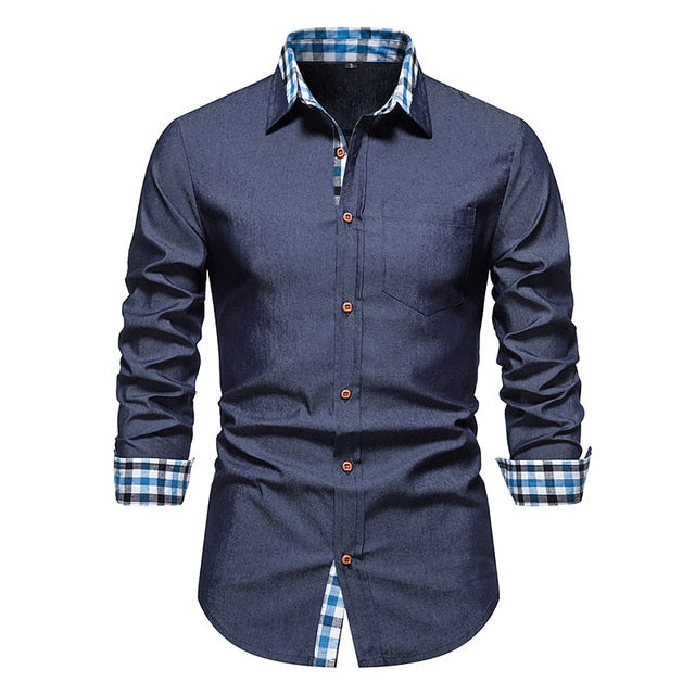 Camisas formales de patchwork a cuadros para hombres