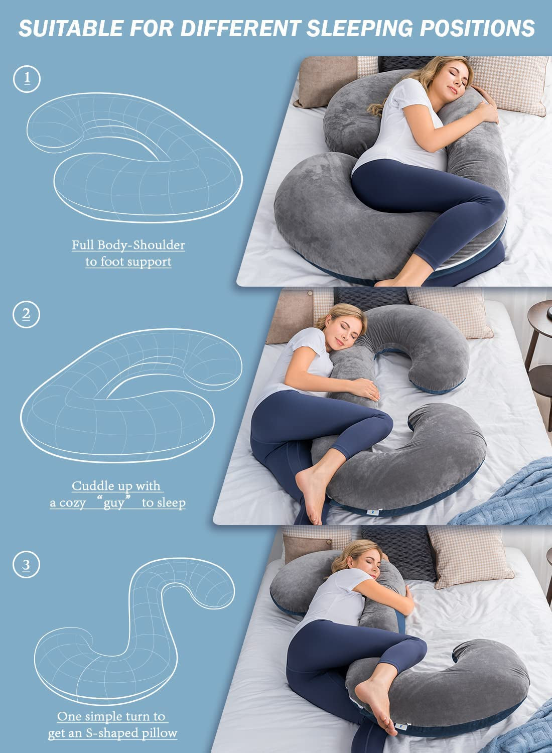 Almohada de embarazo corporal en forma de C