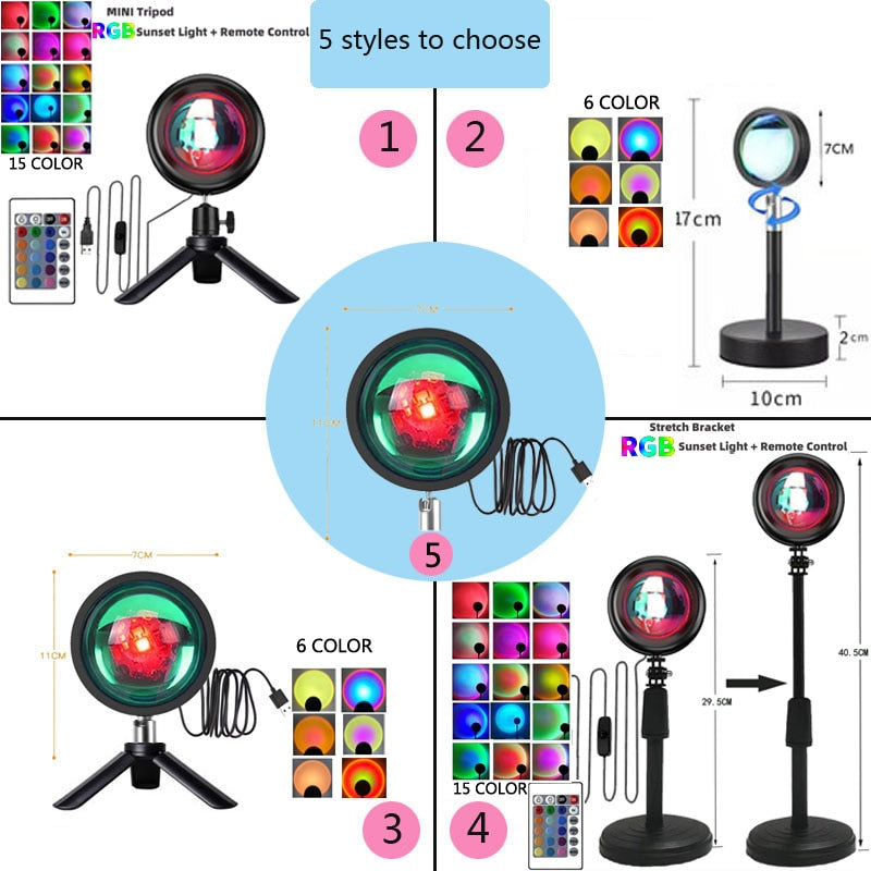 Lámpara de luz de atardecer RGB