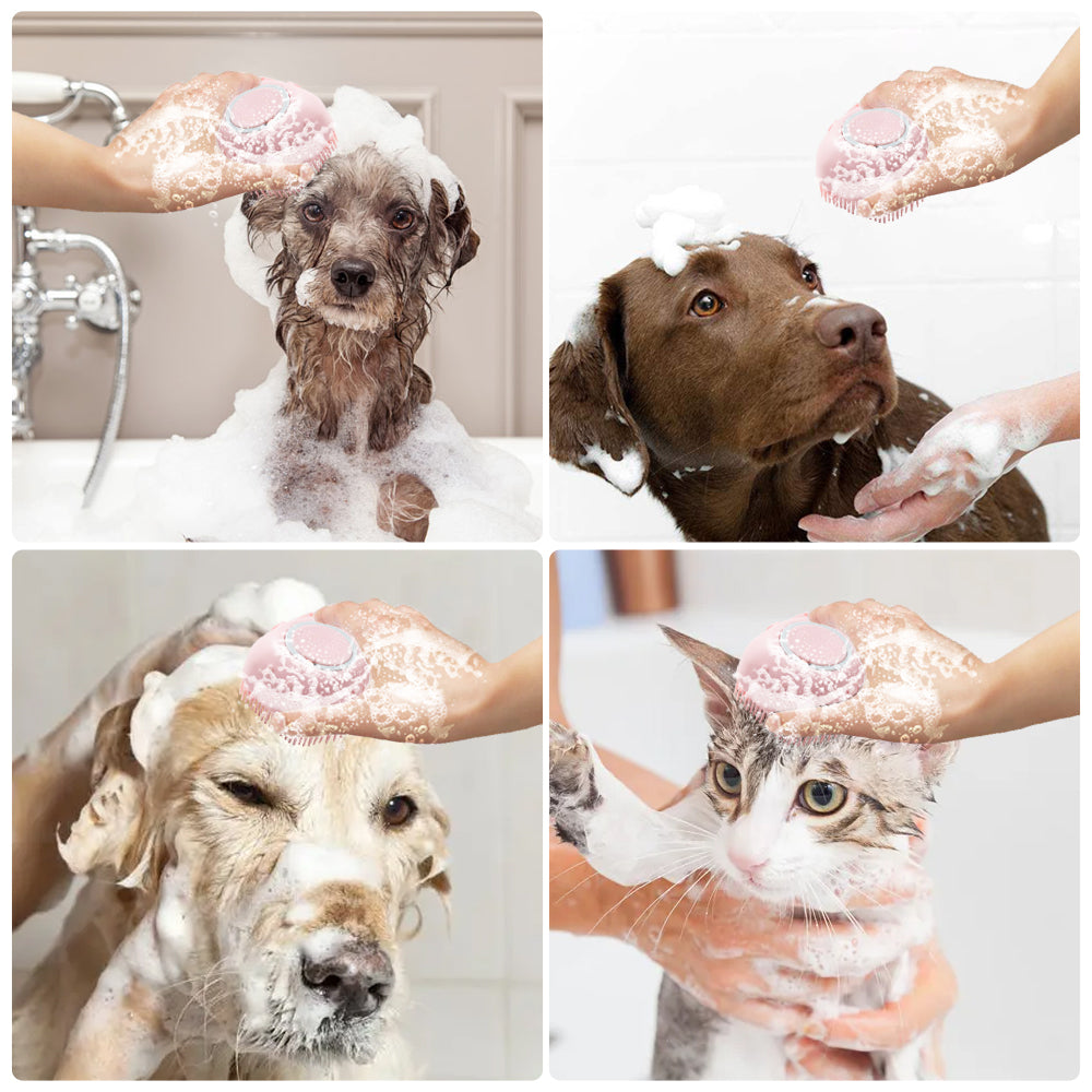 Cepillo de champú de masaje para perros de silicona suave