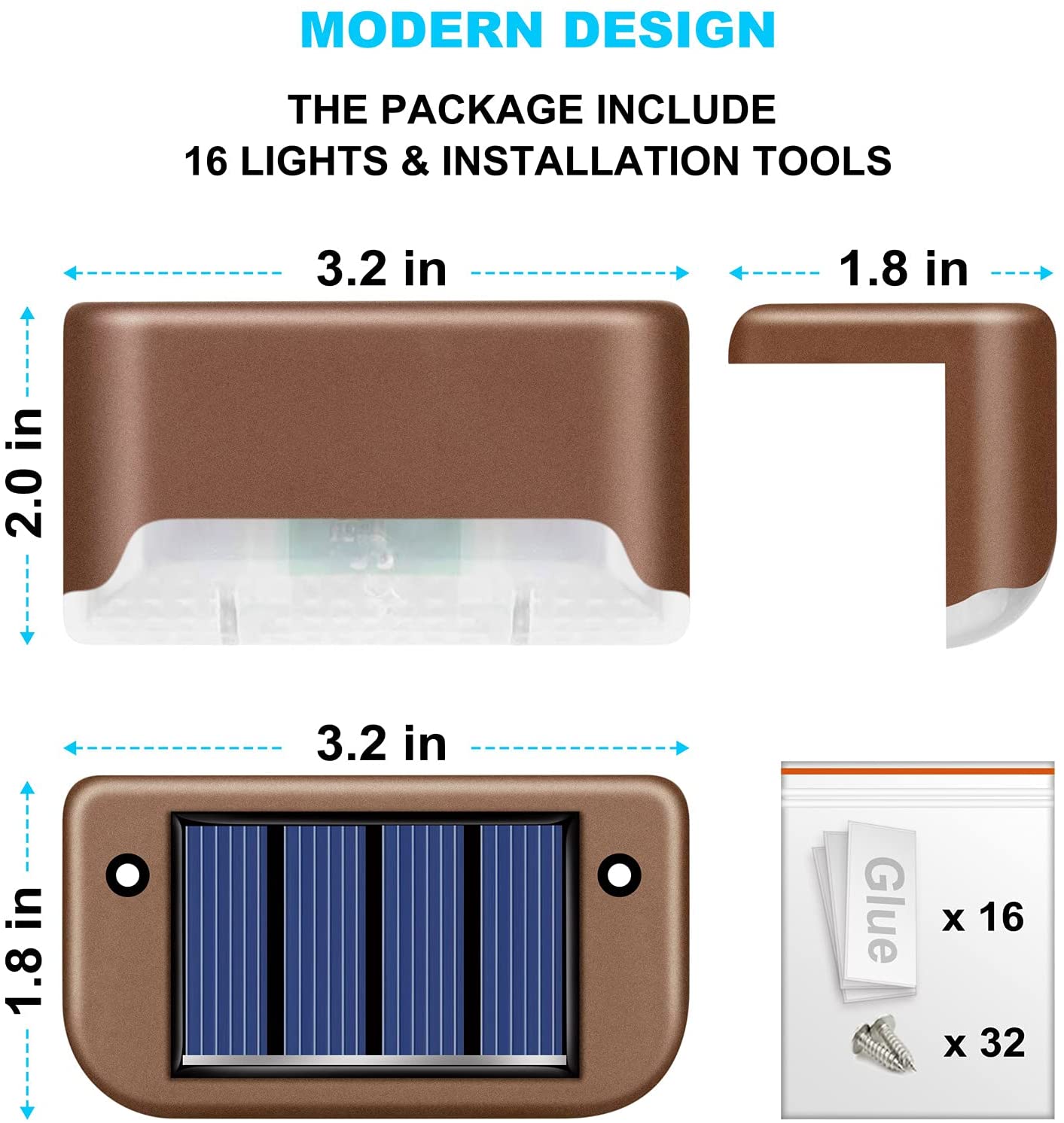 Luces solares impermeables para escalones de cubierta