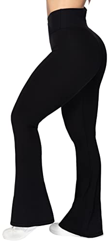 Sunzel Flare Leggings, pantalones de yoga cruzados para mujer con control de barriga, cintura alta y pierna ancha, color negro