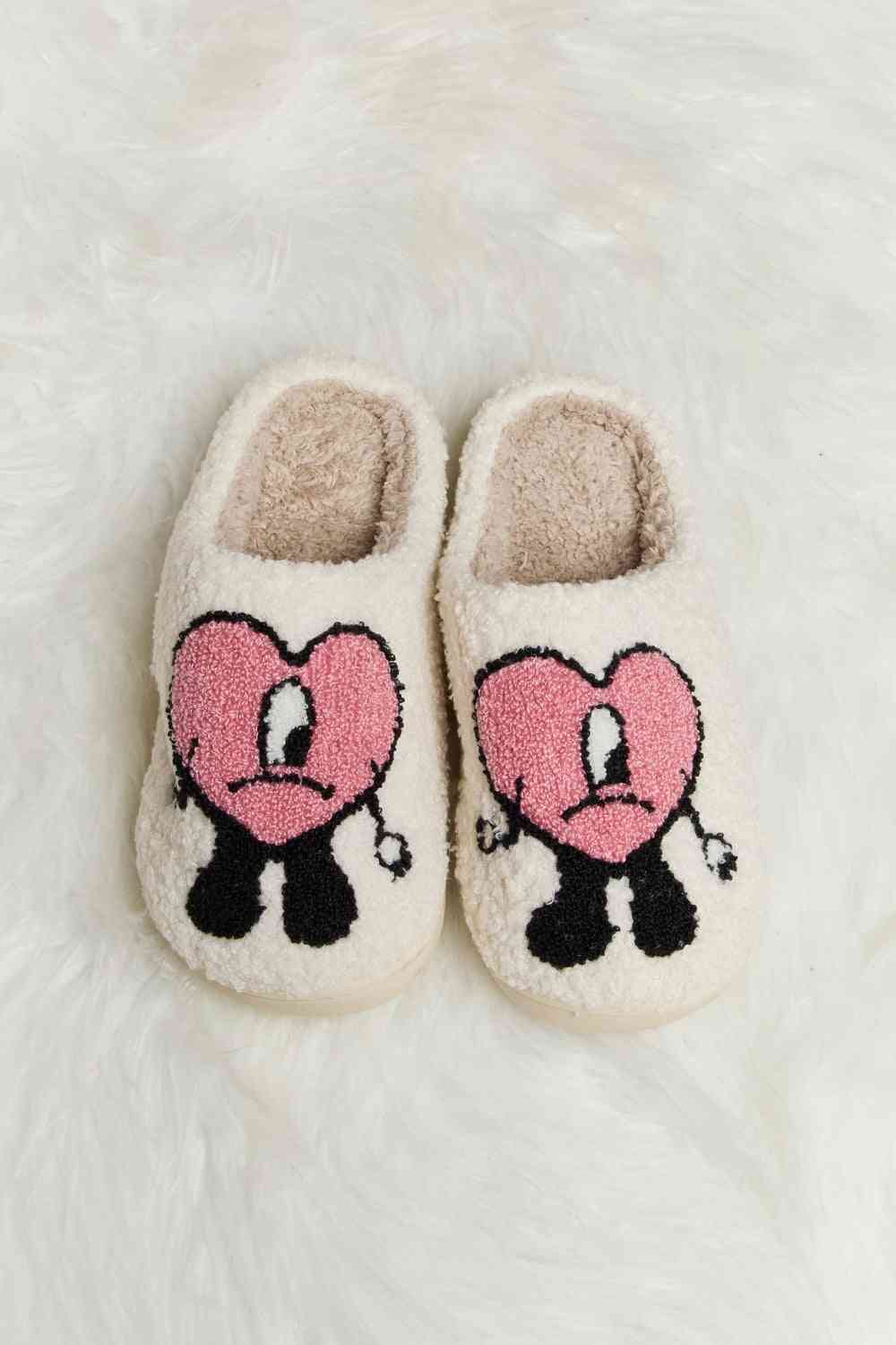 Pantuflas de felpa con estampado de corazones Melody Love