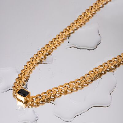 Collar De Cadena Gruesa Chapado En Oro De 18 Quilates Con Circonitas