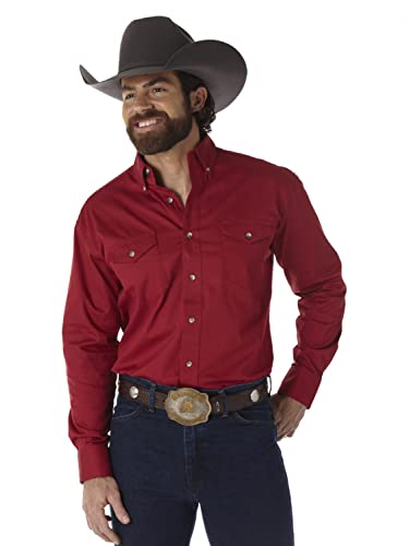 Wrangler Camisas con botones de trabajo de manga larga con dos bolsillos Painted Desert para hombre, rojo, XL EE. UU.