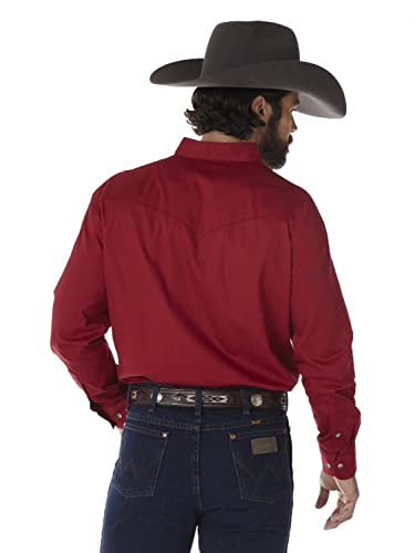 Wrangler Camisas con botones de trabajo de manga larga con dos bolsillos Painted Desert para hombre, rojo, XL EE. UU.