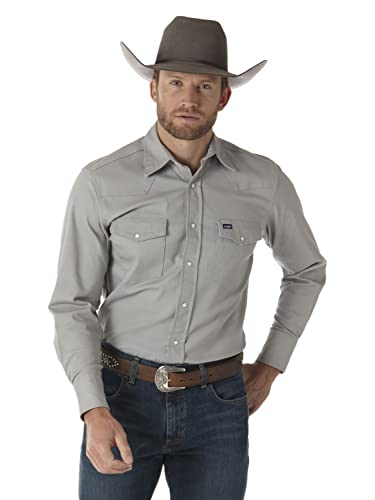Wrangler mens Premium Performance Advanced Comfort Workshirt button down shirts, Cement, Medium US