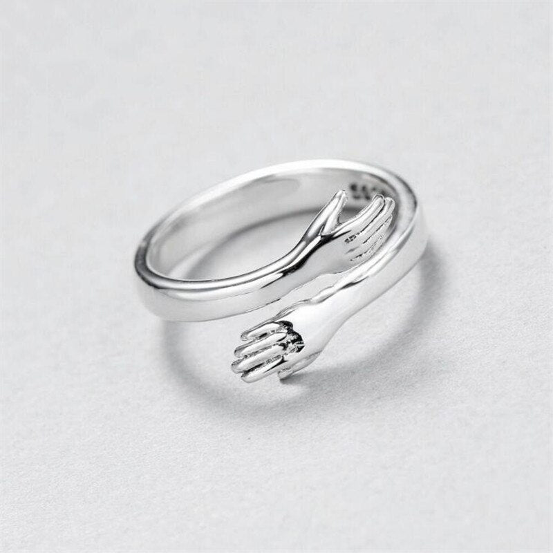 Personality Silver Plated Love Hug Rings