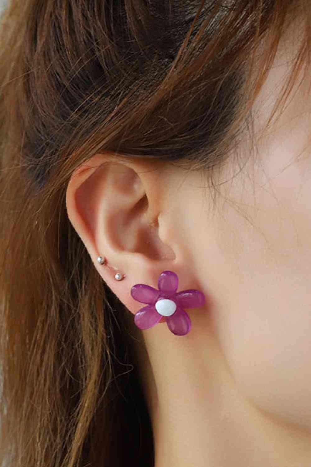 Pendientes de resina con forma de flor