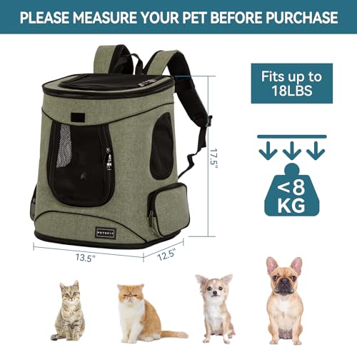 Petsfit Mochila porta mascotas con diseño de cojín de cintura mejorado para adaptarse mejor a la cintura, adecuado para perros pequeños y medianos, gatos y conejos de hasta 18 libras