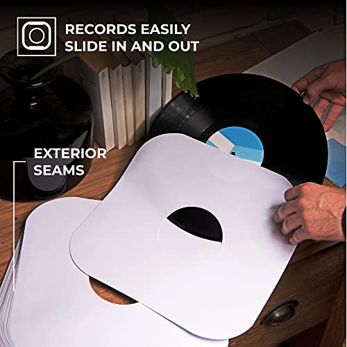 BIG FUDGE Vinyl Record Inner Sleeves 50x | Made from Heavyweight & Acid Free Paper | Album Covers with Round Corners for Easy Insert | Slim Record Jackets to Protect Your LPs & Singles | 12"