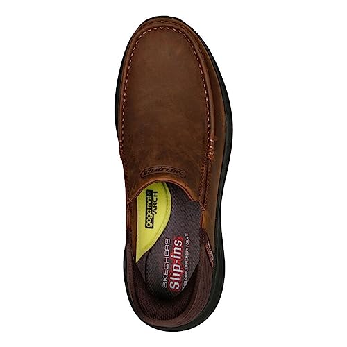 Skechers Mocasín sin cordones Parson-Oswin para hombre, marrón, 10