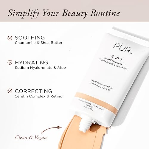PÜR Beauty 4-in-1 Tinted Moisturizer With SPF 20 - Vegan Friendly - Free of Paraben, Gluten & BPA - Light, 1.7 Ounce (Pack of 1)