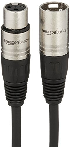 Amazon Basics Cable de micrófono XLR para altavoz o sistema PA, todos los conductores de cobre, cubierta de PVC de 6 mm, 6 pies, negro