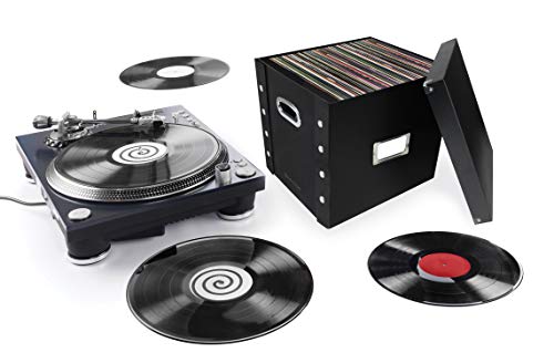 Snap-N-Store Vinyl Record Storage Box - 12" - 2 Pack - Crate Holds up to 75 Vinyl Albums - Black