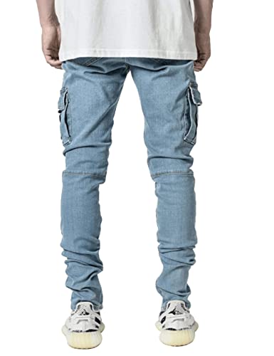 HUNGSON Men's Slim Fit Stretch Jeans Ripped Skinny Jeans for Men, Distressed Straight Leg Fashion Comfort Flex Waist Pants