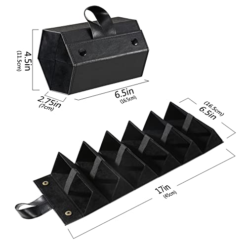 MoKo Organizador de Gafas de Sol con 6 Ranuras, Estuche Plegable para Almacenamiento de Gafas de Viaje, Caja expositora para Gafas, Negro