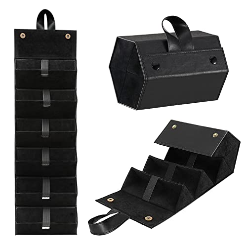 MoKo Sunglasses Organizer with 6 Slots, Foldable Travel Glasses Storage Case Holder Eyewear Display Box, Black