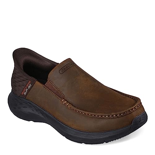 Skechers Mocasín sin cordones Parson-Oswin para hombre, marrón, 10