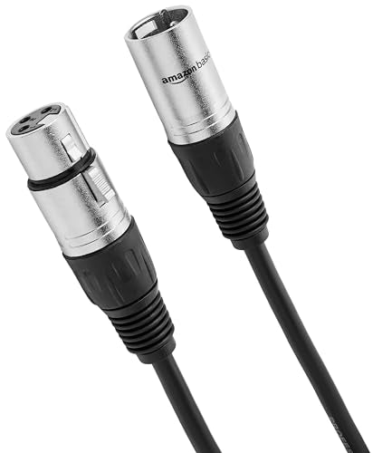 Amazon Basics Cable de micrófono XLR para altavoz o sistema PA, todos los conductores de cobre, cubierta de PVC de 6 mm, 6 pies, negro