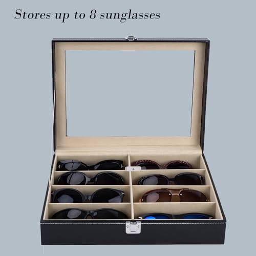 AUTOARK Leather 8 Piece Eyeglasses Storage and Sunglass Glasses Display Case Organizer,Black,AW-022