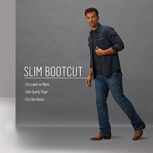 Wrangler Men's Retro Slim Fit Boot Cut Jean, Banjo Blue, 29W x 36L