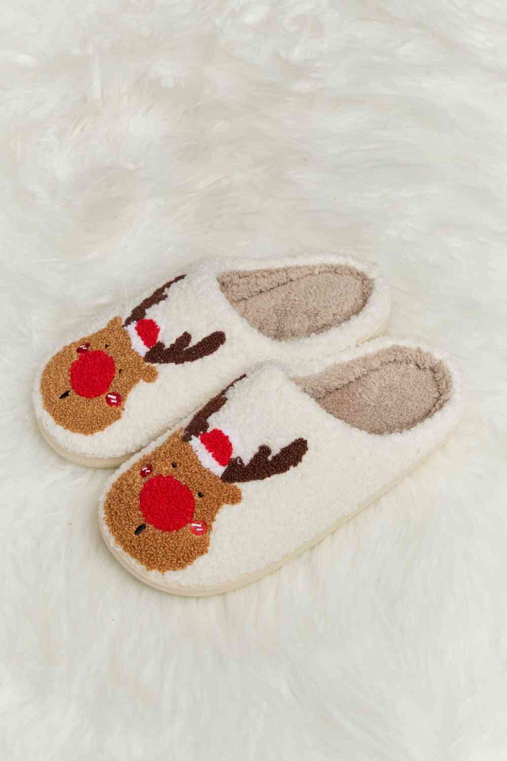 Pantuflas tipo chanclas de felpa con estampado Melody Rudolph