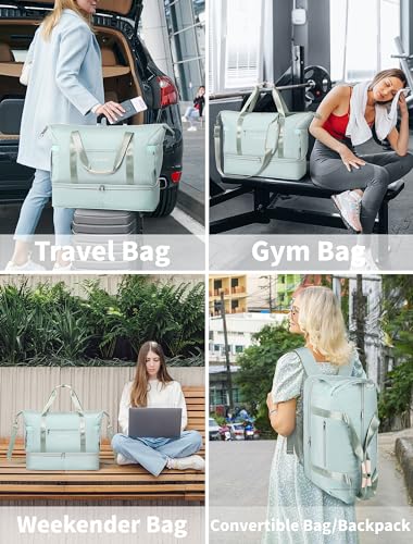 Travel Duffel Bag for Women,66L Expandable Weekender Bag with Shoes Compartment,Large Overnight Bag with Waterproof Pocket,USB Charging Port,Carry On Tote Bag for Gym,Airline-Approved,Outdoor,Hospital