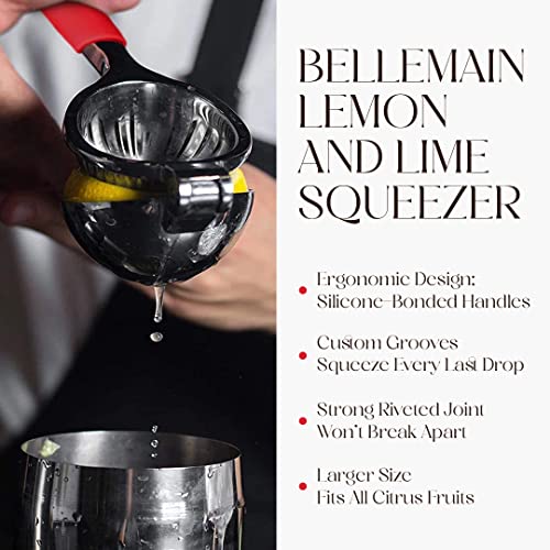 Bellemain Citrus Juicer | Metal Lemon Squeezer | Lime and Lemon Juicer Stainless Steel with Silicone Handles | Manual Juicer, Citrus Squeezer, Hand Held Juicer | Bar Juicer for Bartender Accessories