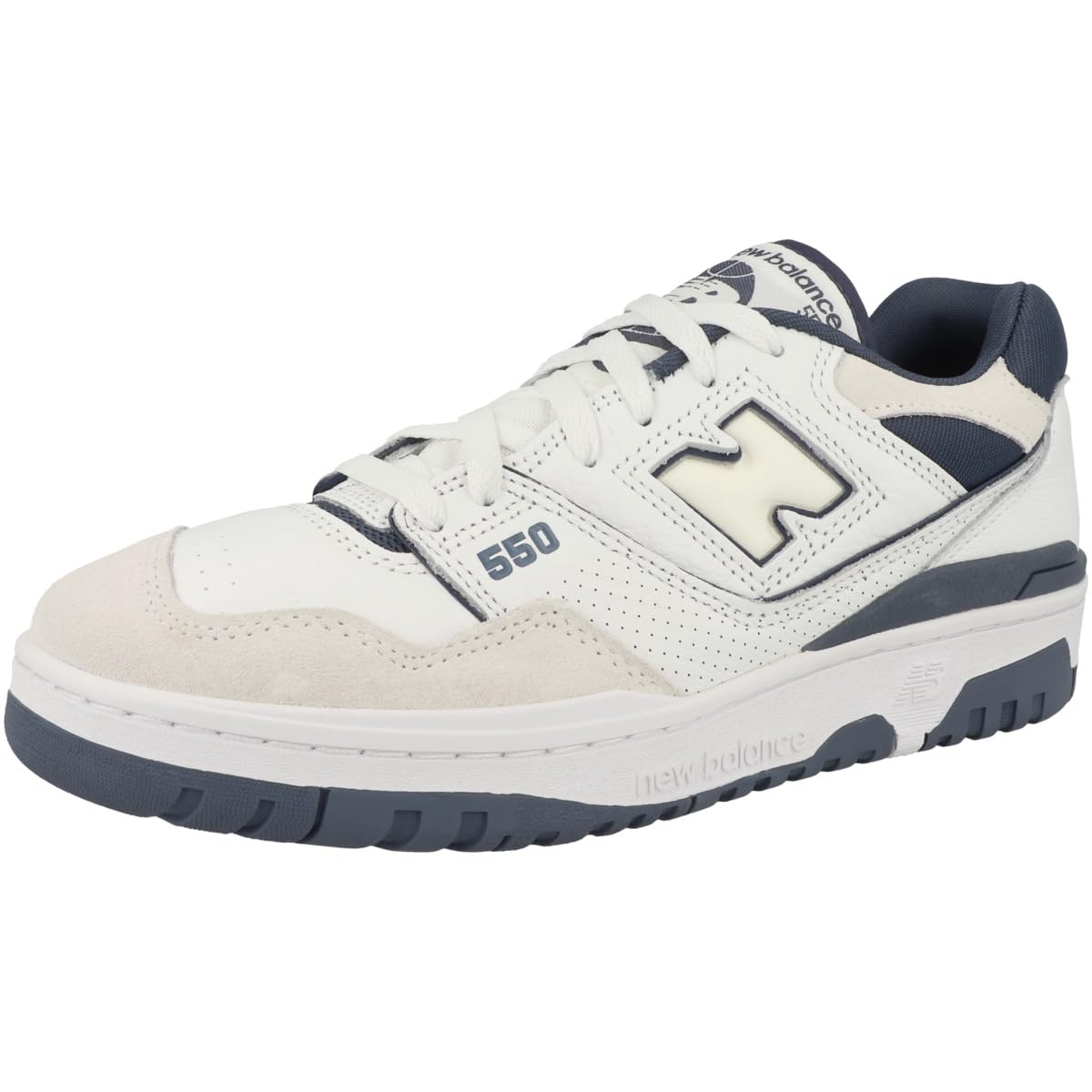 New Balance BB550 Zapatillas para hombre, blanco/azul, 10 mediano EE. UU.