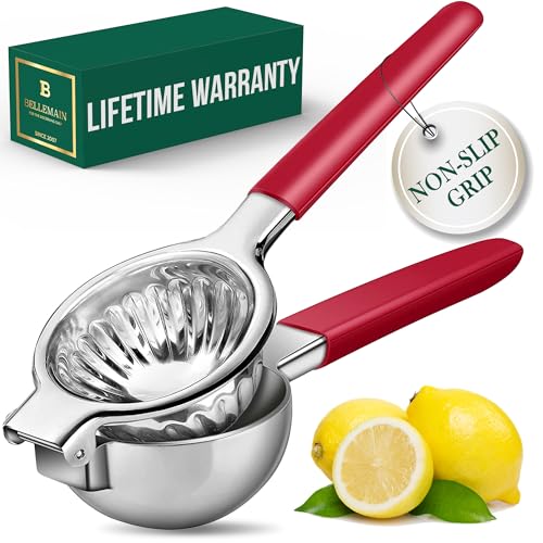 Bellemain Citrus Juicer | Metal Lemon Squeezer | Lime and Lemon Juicer Stainless Steel with Silicone Handles | Manual Juicer, Citrus Squeezer, Hand Held Juicer | Bar Juicer for Bartender Accessories