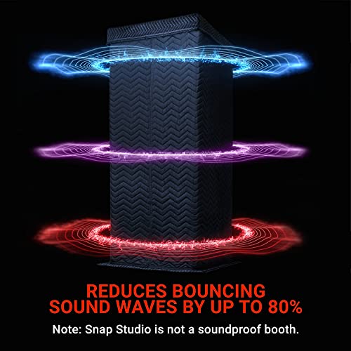 Cabina vocal Snap Studio Ultimate - Cabina de grabación portátil recomendada número 1 para voces secas y sin eco - Reducción de reverberación del 80%, aislamiento de sonido de 360°, mantas de sonido más gruesas disponibles