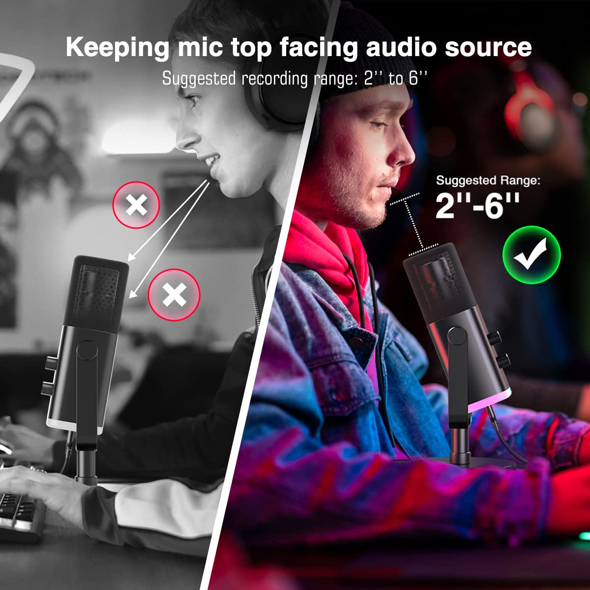 FIFINE XLR/USB Dynamic Microphone for Podcast Recording, PC Computer Gaming Streaming Mic with RGB Light, Mute Button, Headphones Jack, Desktop Stand, Vocal Mic for Singing YouTube-AmpliGame AM8