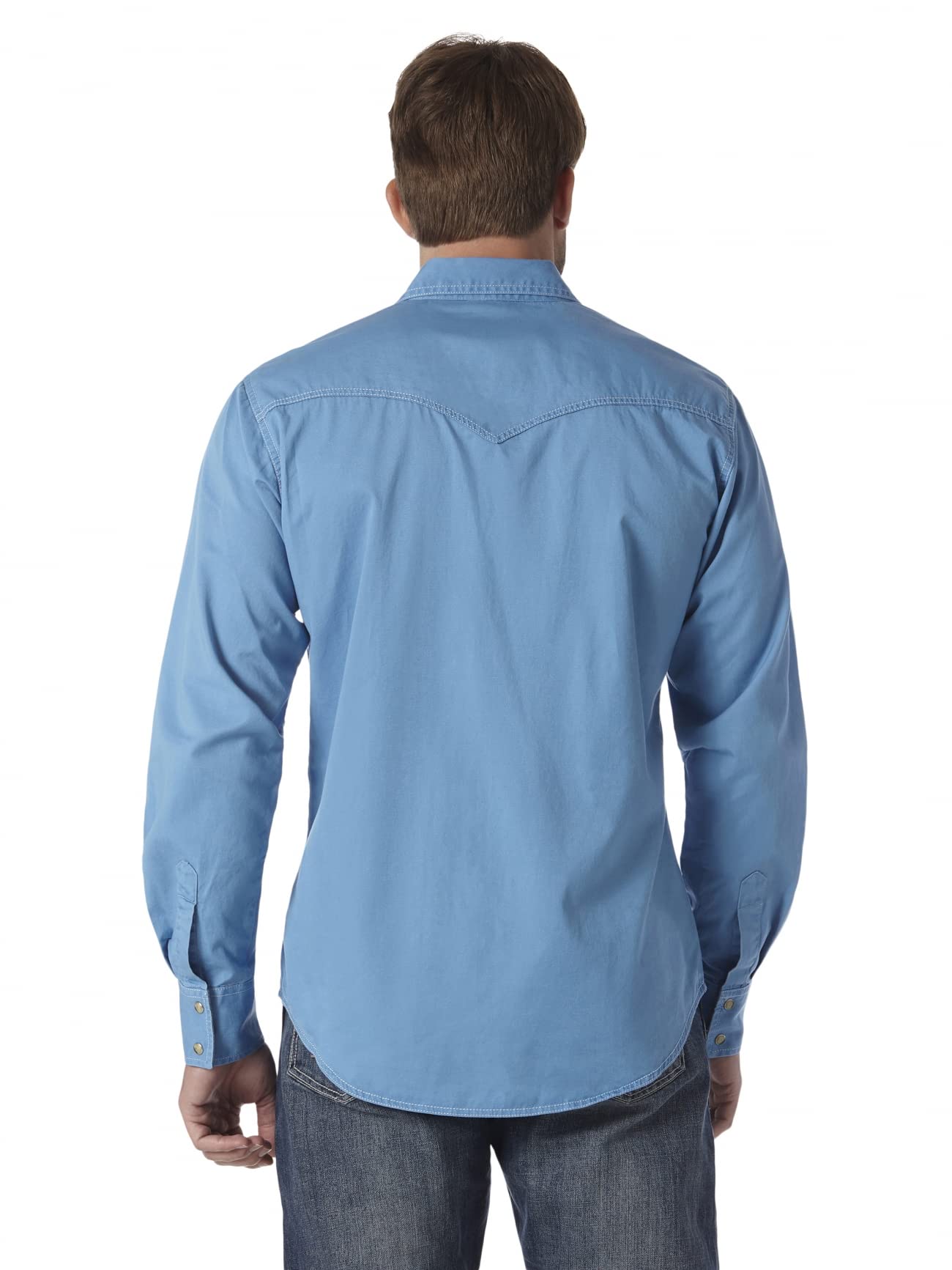 Wrangler Men's Retro Two Pocket Long Sleeve Snap Shirt, Blue, Medium