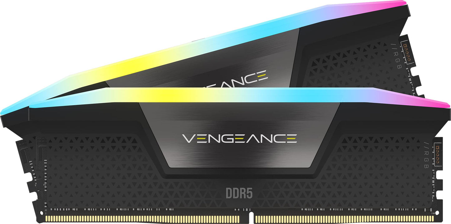 CORSAIR VENGEANCE RGB DDR5 RAM 32GB (2x16GB) 5200MHz CL40 Intel XMP iCUE Compatible Computer Memory - Black (CMH32GX5M2B5200C40)