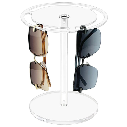 Bigfety Acrylic Sunglasses Holder Stand with 360 Rotating, Eyeglasses Display Rack Clear Eyewear Tabletop Organizer