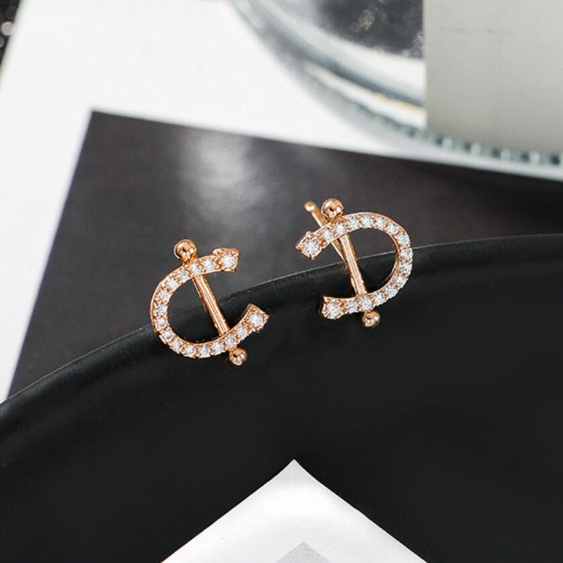 Horseshoe Zircon Necklace and Earrings