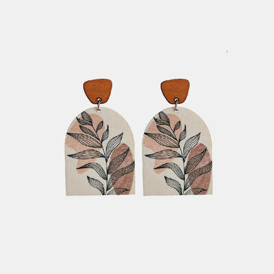 Geometrical Shape Wooden Drop Earrings