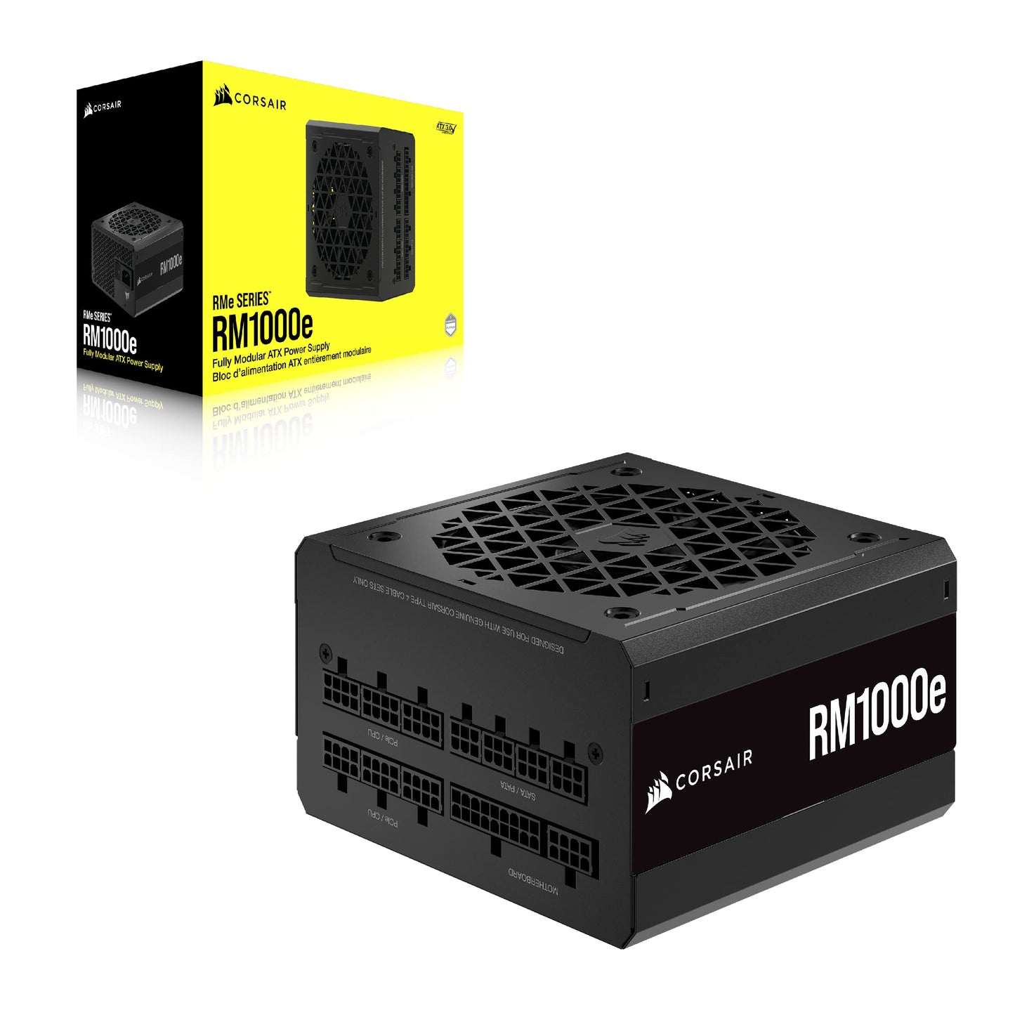 Corsair RM1000e (2023) Fuente de alimentación totalmente modular de bajo ruido - Compatible con ATX 3.0 y PCIe 5.0 - Condensadores con clasificación de 105 °C - Eficiencia 80 Plus Gold - Soporte de espera moderno - Negro