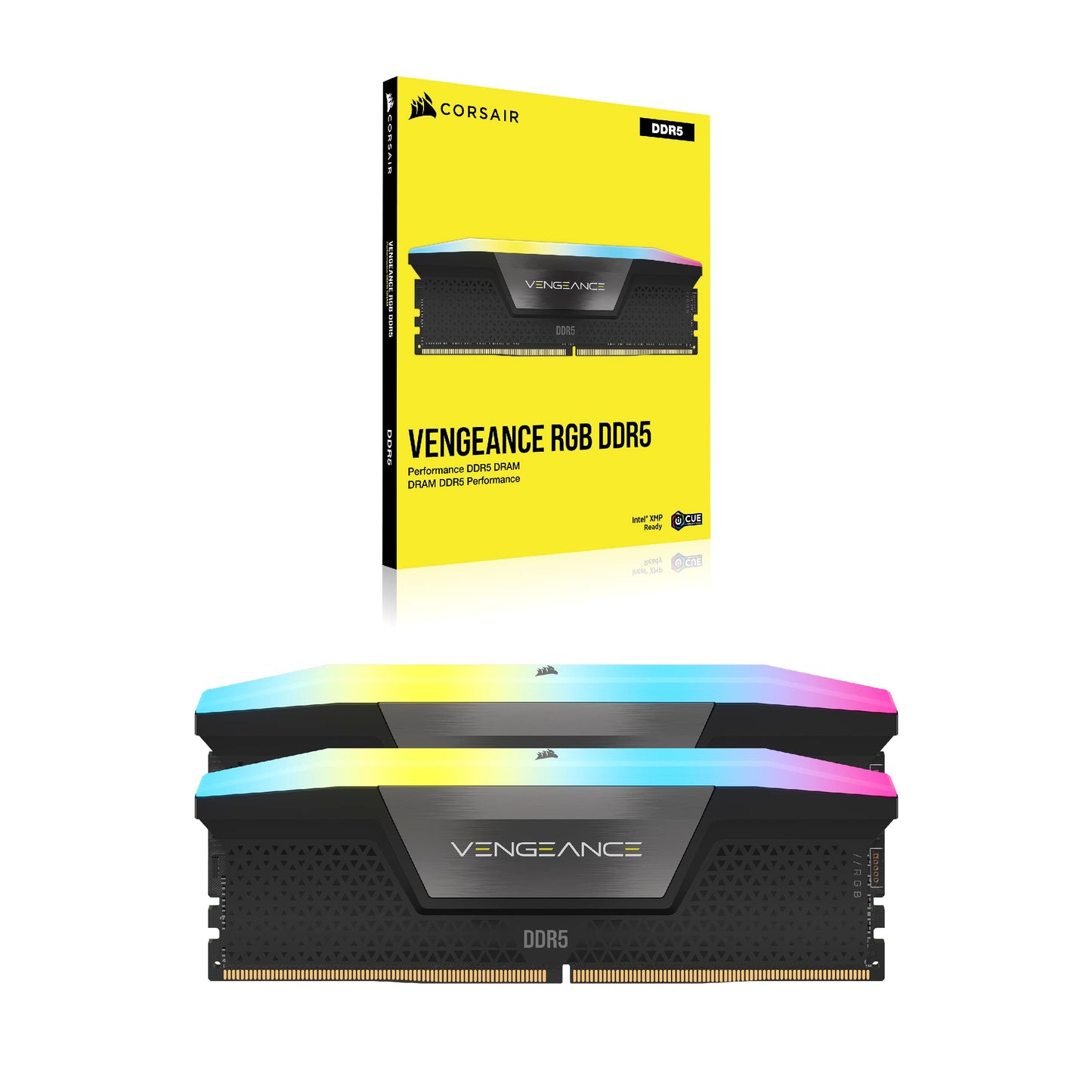 CORSAIR VENGEANCE RGB DDR5 RAM 32GB (2x16GB) 5200MHz CL40 Memoria de computadora compatible con Intel XMP iCUE - Negro (CMH32GX5M2B5200C40)