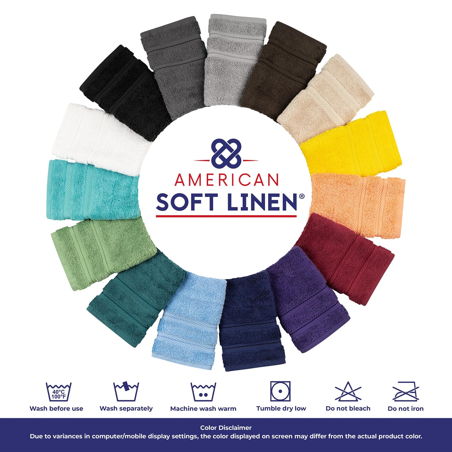 American Soft Linen Juego de baño de lujo de 6 piezas, toallas 100% algodón turco en azul aguamarina