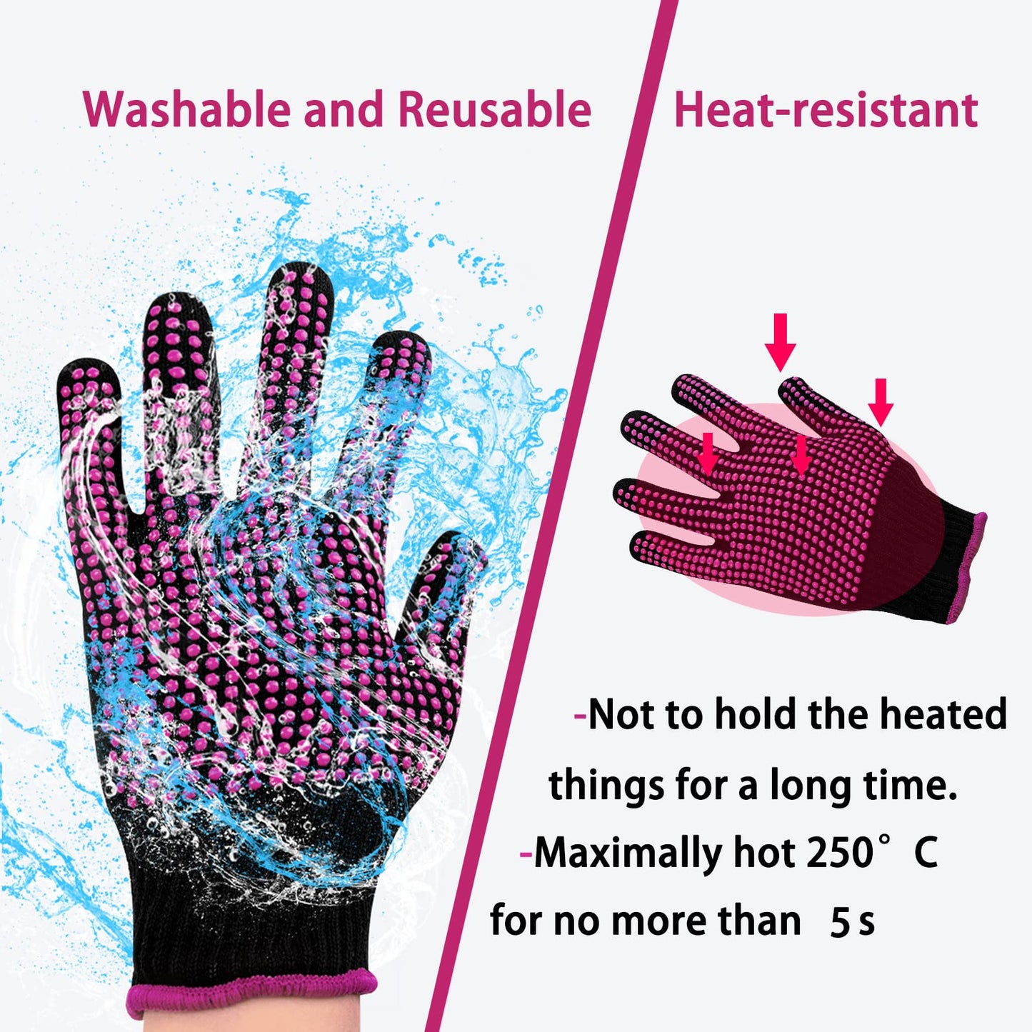 HTVRONT Guantes resistentes al calor para sublimación – 2 guantes térmicos para sublimación con protuberancias de silicona, guantes de trabajo resistentes al calor para mujeres, tamaño de ajuste universal