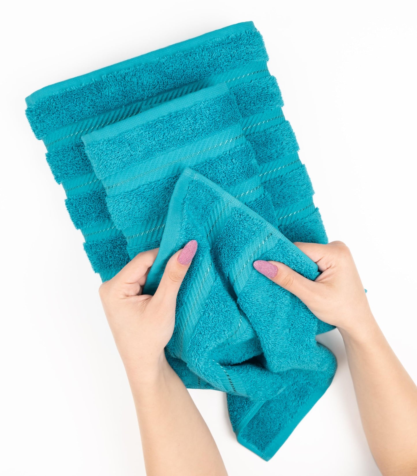 American Soft Linen Juego de baño de lujo de 6 piezas, toallas 100% algodón turco en azul aguamarina