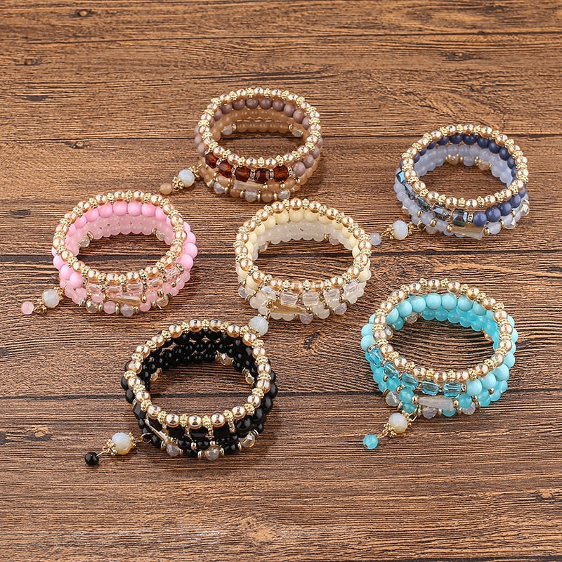 Multilayer Elastic Weave Bracelets